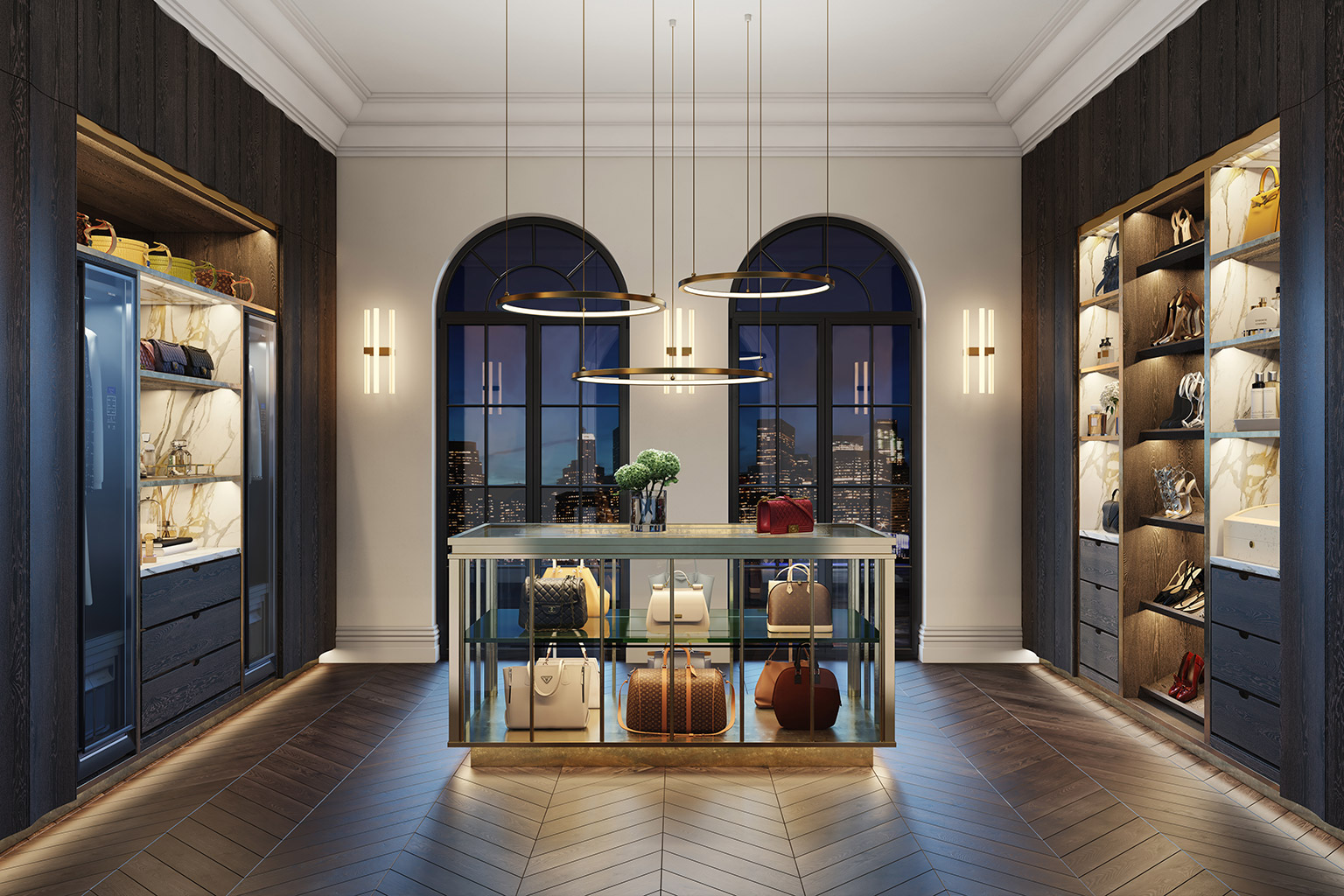 Icarus dressing room by Smallbone with in-built Samsung AirDresser