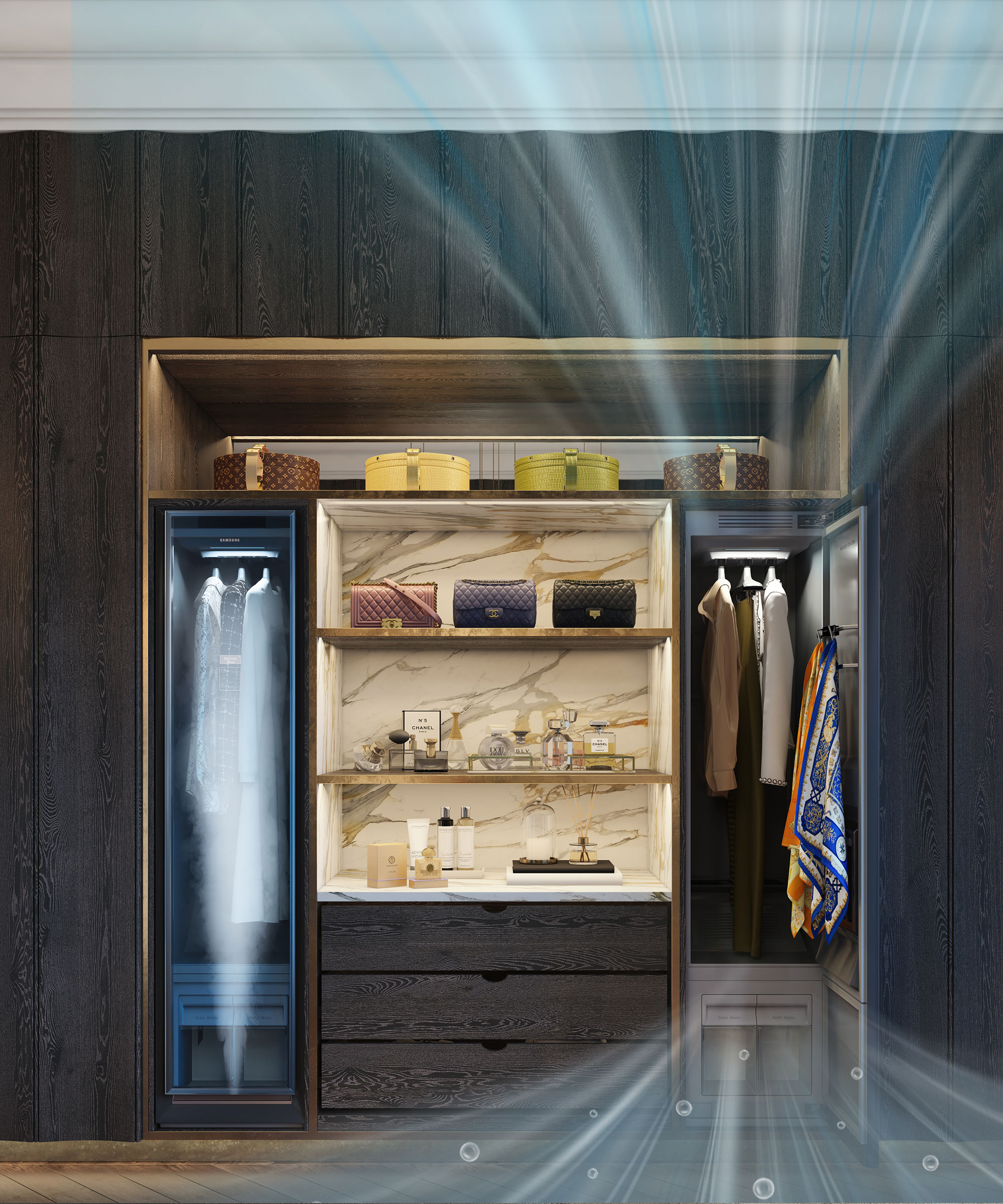 Samsung AirDresser in a Smallbone Icarus Dressing Room